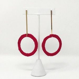 BRAND NEW - RED HANDCRAFTED CROCHET DROP EARRINGS